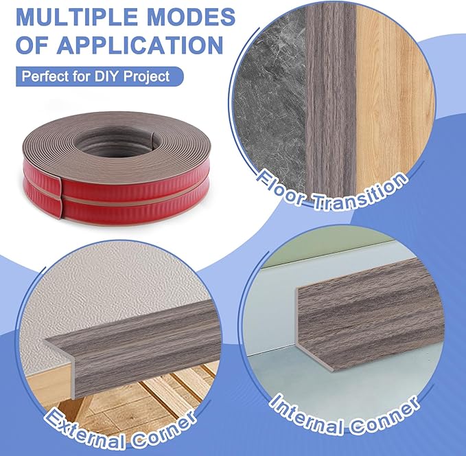 Wall Corner Protector Moulding Trim Peel and Stick Wall Corner Guards Trim Flexible Self Adhesive Edge Protector Moulding, 0.8 in x 20 Ft, Brown Walnut Wood