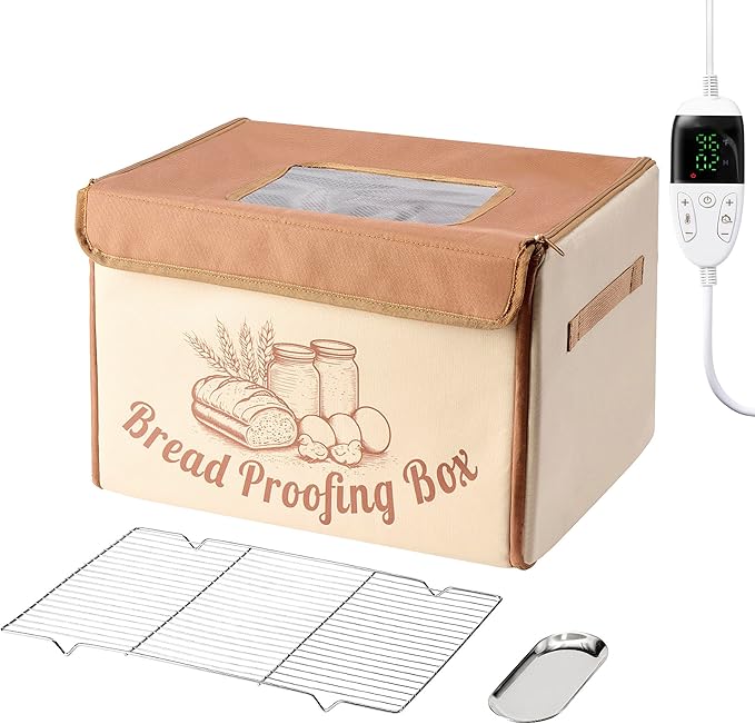 Bread Proofing Box with 68–131℉ Temp Control & 99H Timer, Folding Bread Proofer for Dough Fermentation, Homemade Pizza, Yogurt and Fermented Foods