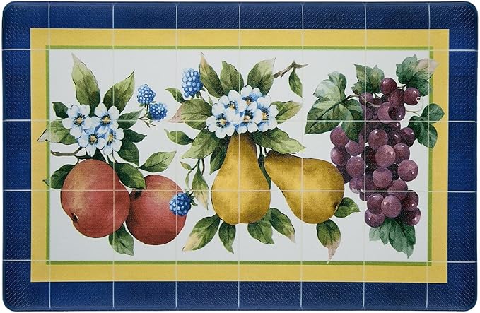 Anti-Fatigue Floor Comfort Mat - 18 x 30 Inch (Fruity Tiles) - Waterproof Non-Slip Rug - Easy to Clean Cushioned Mat for Kitchen, Bathroom, Standing Desk & Office - Achim Home Decor Multi Color