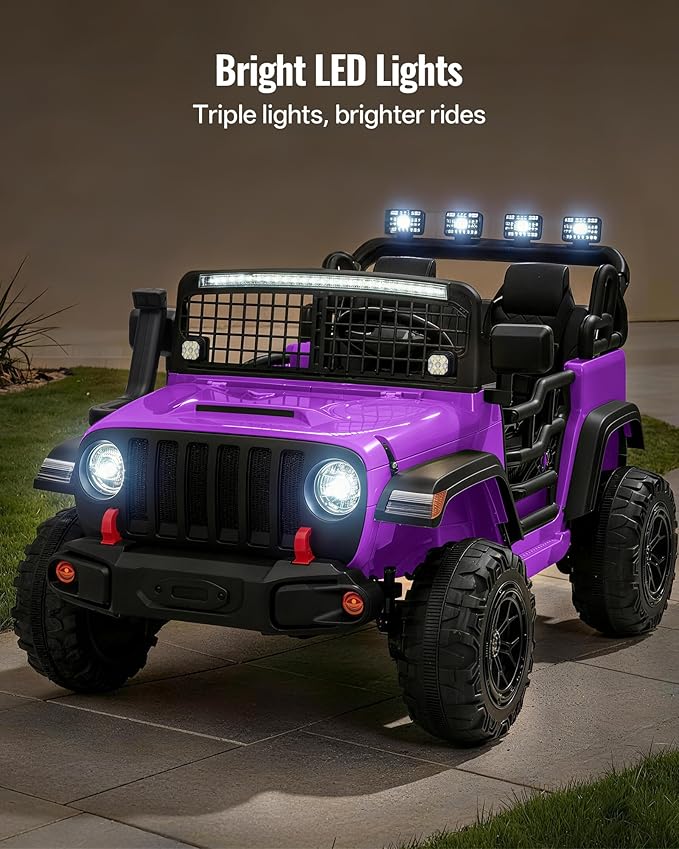 2 Seater Ride on Car Toy, 24V 4WD Electric Car for Kids 4-8 with Remote Control, 4x200W Motors, Capacity 110 lb - Purple