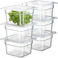 CURTA 6-Pack 1/6 Size 4" Deep NSF Polycarbonate Food Pans with Handled Lids & Drain Trays | Dishwasher & Freezer Safe Clear Container for Prep Tables, Buffet, Salad Bar, Commercial Kitchen