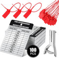 Moxweyeni 100 Set Fire Extinguisher Tag Bulk 2026-2029 Monthly Aluminum Metal Fire Extinguisher Inspection Record Tags with Tamper Seals & Hole Puncher - Tear Proof Weatherproof for Indoor Outdoor