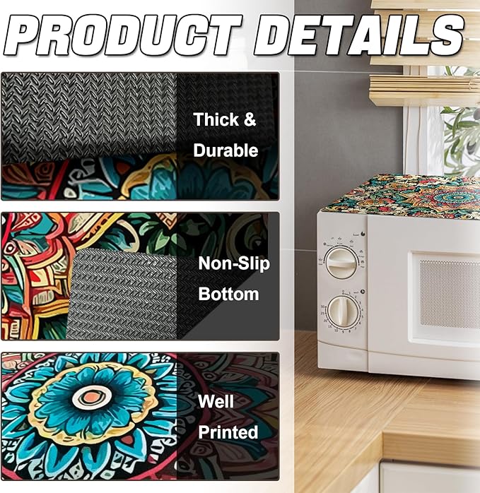 Rubber Mat for Microwave Top Cover, Nonstick Heat Resistant Microwave Cover, 18"x14" Non Slip Microwave Kitchen Counter Protector Mat, Air Fryer Mat for Counter Heat Resistant