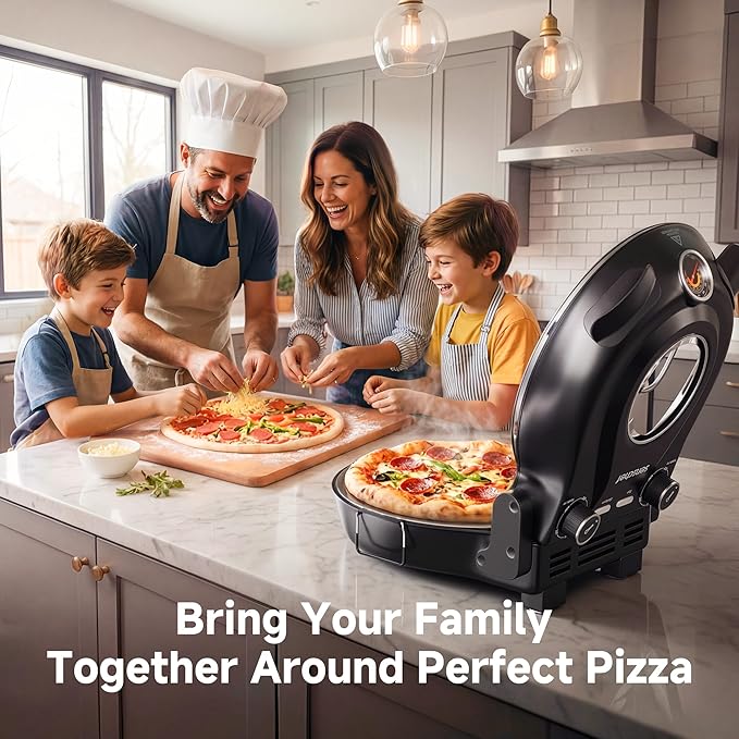 SEMSCHEF 12-Inch CrustyBake Beginner's Ceramic Stone Pizza Oven: Quick 800°F Heating, Easy-Clean Design, Recipe Book & All Tools Included - Perfect for First-Time Pizza Makers at Home