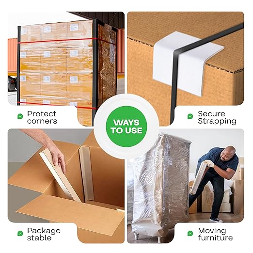 IDL Packaging - CEP-18 Cardboard Edge Protector 2” X 2” X 18”, Pack of 100 – V-Board Reinforced Cardboard Corners for Shipping – White Kraft Cardboard Corners for Packing – Moving Corner Protectors