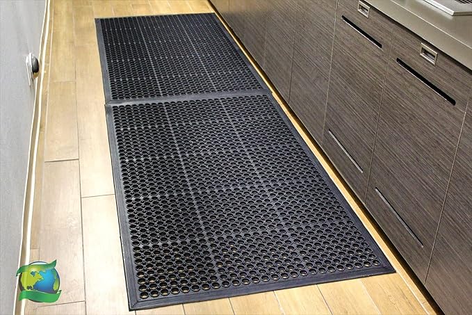 Envelor Anti Fatigue Mat Rubber Floor Mats Door Mat Non Slip Drainage Mat for Entryway, Kitchen, Restaurant, Garage, Heavy Duty Use Doormat, Commercial Floor Mat Industrial 24 x 36 Inches
