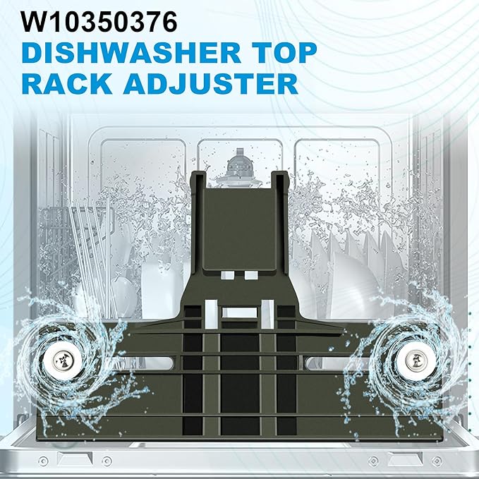 W10350376 Dishwasher Top Rack Adjuster Parts by Romalon Compatible with Whirlpool Heavy Duty Wheels Upgraded Metal Screw Replaces W10712394 Ap5956100 Ps10064063 W10238418 W10253546 W10712394Vp