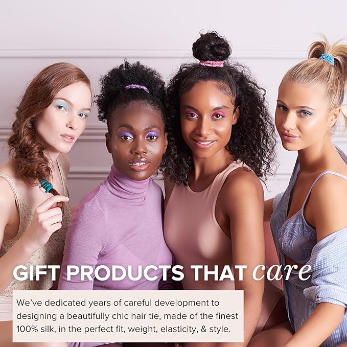 SILKE Hair Ties - Coco | Luxurious 100% Silk Scrunchies (6 Pack) | Gentle on Hair, All Hold, No Damage | For All Hair Types & Styles