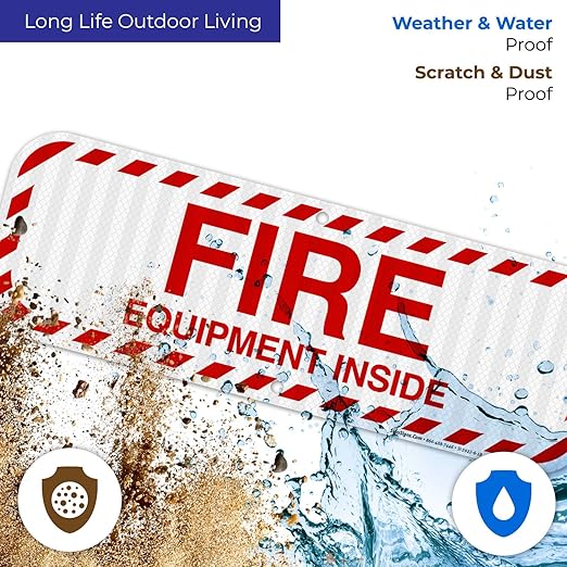 Fire Equipment Inside Sign, Fire Safety Sign, 6x18 Inches, 3M EGP Reflective .063 Aluminum, Fade Resistant, Indoor/Outdoor Use, Made in USA