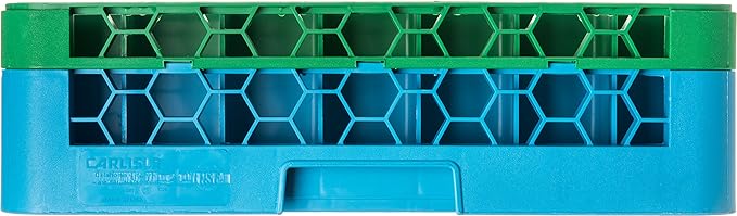 CFS RG49-1C413 OptiClean 49 Compartment Glass Rack with 1 Extender, 5.56", Polypropylene, green/CFS Blue