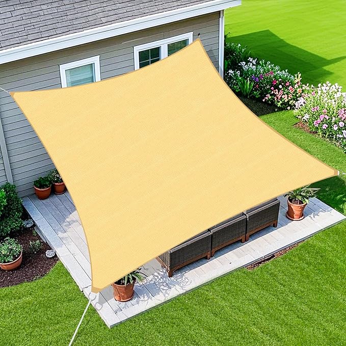 Amagenix Sun Shade Sail 14'X20'Curved Edge Outdoor Shade Canopy Sand Breathable 95% UV Block Shade Cloth for Patio Garden Backyard (We Make Custom Size)