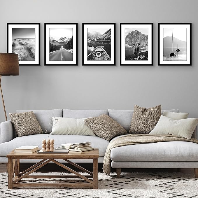 Americanflat 13x17 Picture Frame with Polished Plexiglass - Set of 5 - Use as 10x14 Frame with Mat or Display 13x17 Photo Without Mat - Galleria Collection - Picture Frames for Wall Display - Black