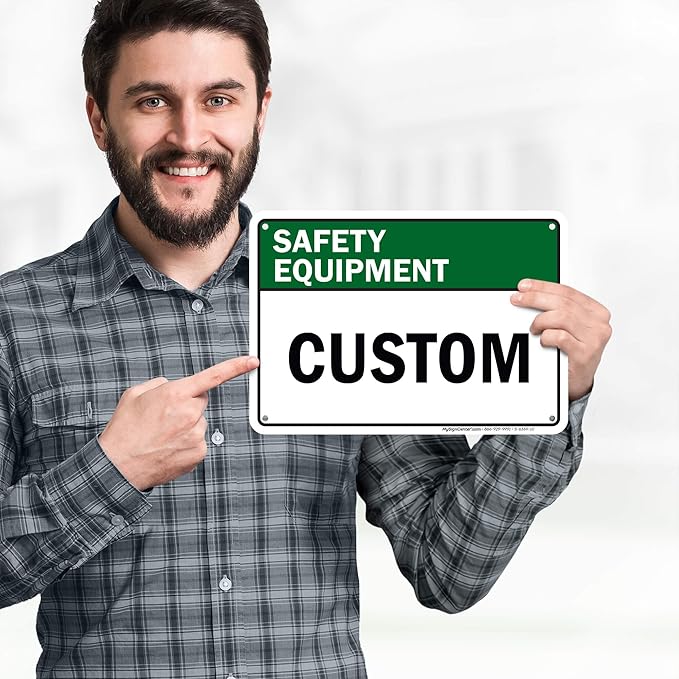 Custom Safety Equipment Sign, Ansi Sign, Osha Compliant, 7x10 Inches, 55 mil thick HDPE (high density polyethylene), Made in USA by My Sign Center