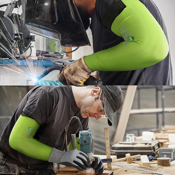 Schwer 2 Pairs AIR-SKIN ANSI A6 Cut Resistant Arm Sleeves for Men & Women High Risk Work, Non-PFAS Arm Protectors for High Risk Work, Arm Protectors for Thin Skin, Gardening Sleeves for Farming