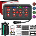 Nilight 8 Gang Switch Panel Red Circuit Control Relay System with Fuse Wiring Harness Toggle Momentary Strobe Flash Modes Automatic Dimmable ON Off Pod 12V 24V for Car Truck Camper SUV
