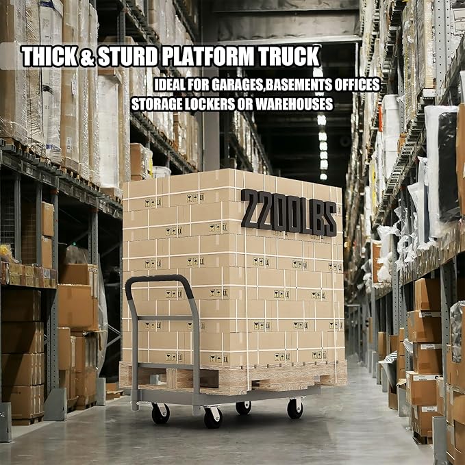 Heavy Duty Flatbed Cart, 3000LB Foldable Platform Truck Industrial Grade Weight Capacity, 36''W*72''L PlatformCart, Steel Hand Push Dolly Cart for Garden, Warehouse＆Yard (36 * 72)