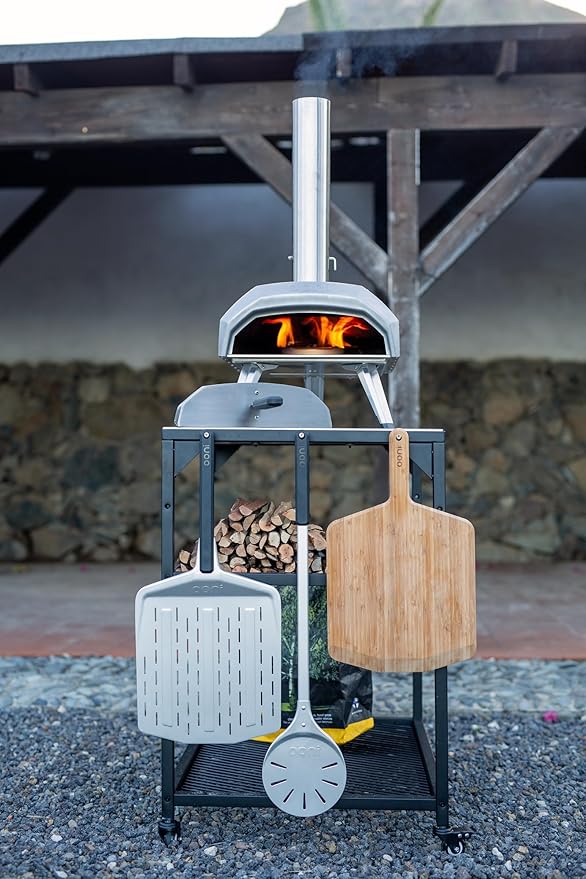 Ooni Medium Modular Table - 31x22x35" Pizza Oven Table Cart, Stainless Steel Pizza Oven Stand, Grill Barbecue Stand, Outdoor Table, Pizza Oven Accessories, Outdoor Pizza Oven Tables, Pizza Station