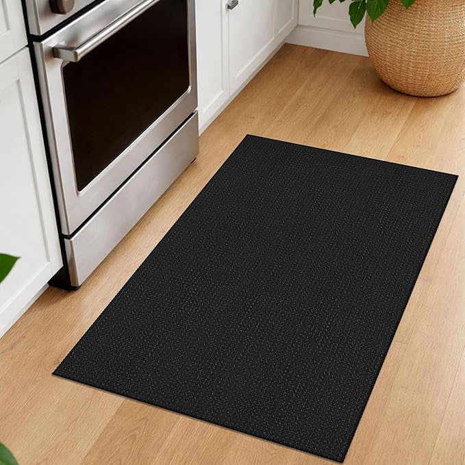 IOHOUZE Small Area Rug 2x3 Washable Woven Rugs for Entryway Non Slip Rubber Backed Front Door Rugs Indoor Doormat Throw Rug Floor Carpet for Entrance Kitchen, Black/Grey