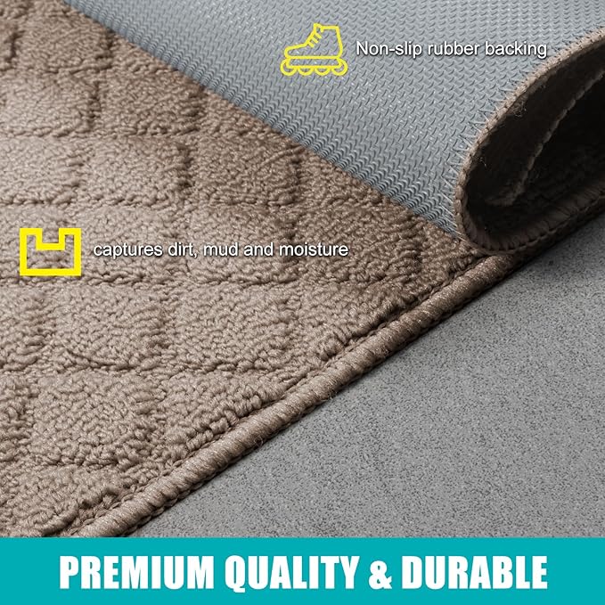 Azadx 2'x6' Front Entryway Door Mat Non Slip Indoor Door mats Washable Entry Mats Welcome Doormat Dirt Trapper for House Entry Low Profile Doormat Indoor Entrance Mat