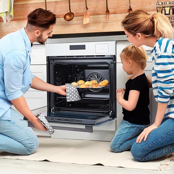 24 Inch Built-in Electric Single Wall Oven,2.5Cuft, Stainless Steel Convection Oven with 8 Cooking Functions, Touch Control, Timer, Convection Fan and Safety Lock, 3000W, Silvery