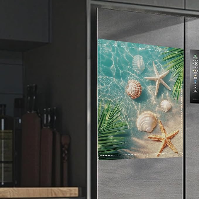Starfish Shells Dishwasher Magnets Decorative Cover,Sea Beach Magnet Fridge Panel Decal for Home Kitchen Decor,23x26 in