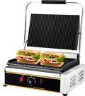 Commercial Panini Press Grill 2200W Countertop Electric Sandwich Maker with Adjustable Temp Control, Nonstick Coating, Grooved Plates Grill, for Burgers Steaks Panini