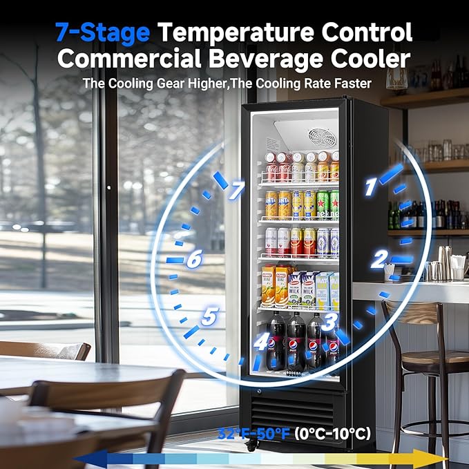 BODEGACOOLER Beverage Refrigerator, 326L/344 Qt Commercial Refrigerator For Kitchen, Home,Office and Garage, 312 Cans & 192 Bottles Display Refrigerator For Beer,Soda, Bar Cooler with Soft LED Light.