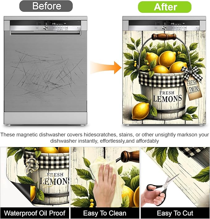 Dishwasher Magnet Sticker Cover Panel Decal Refrigerator Magnetic Sticker Decorative for Kitchen Decoration,Fridge Door Cover, Appliances Stickers 23"x26"