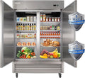 JINSONG 54" Commercial Refrigerator, 49 Cu.Ft Stainless Steel Reach-in Fridge with 2 Solid Doors, Upright Commercial Fridge for Restaurant, Bar, Shop, or Home Use
