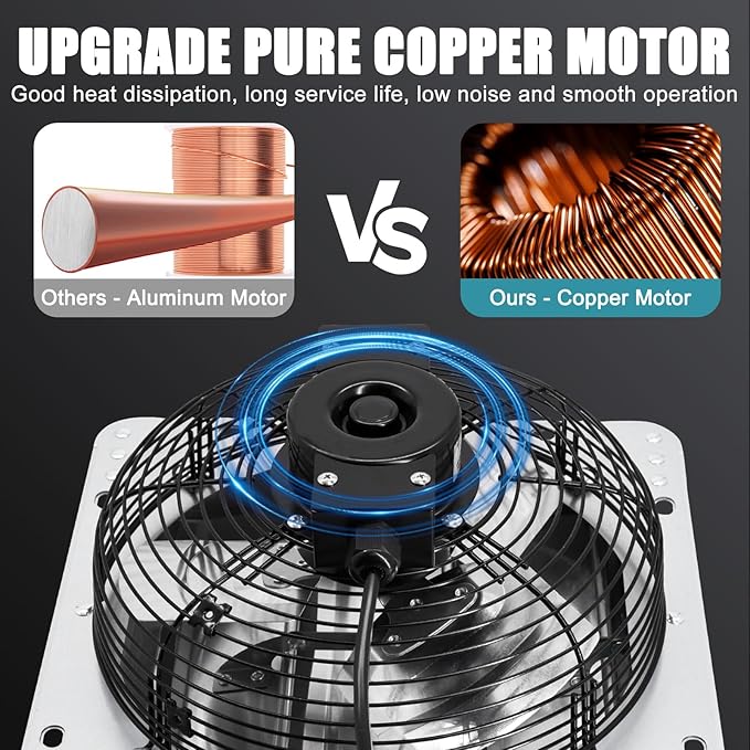 Criditpid 10 Inch Shutter Exhaust Fan with Speed Controller and Power Cord, 820 CFM 1650 RPM Wall Mounted Metal Exhaust Fan for Attic, Greenhouse, Garages, Barn, Workshop, Chicken Coop Ventilation