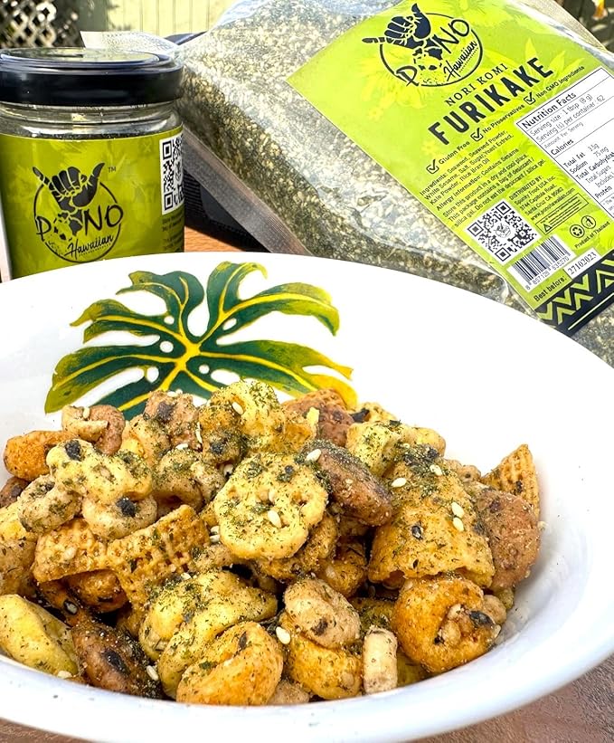Pono Hawaiian Nori Komi Furikake Rice Seasoning Premium Ingredients - Gluten-Free and Non-GMO - Multi-Purpose Rice Topping – Free from Preservatives and Artificial Colors – Japanese Condiment - 2.5 oz