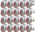 5 Inch Heavy Duty Casters with Brake - Set of 20, 1400lbs Capacity, Double Ball Bearing Non-Marking Caster Wheels, Plate Mount for Furniture, Cart, Workbench, Tool Cabinet, Garage Storage (20 Pack)