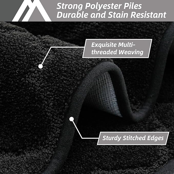 COSY HOMEER Soft Kitchen Rugs [2 PCS] for in Front of Sink Super Absorbent Kitchen Floor Mats and Mats 20x30 Inch/20X48 Non-Skid Kitchen Mat Standing Mat Washable,Polyester,Black