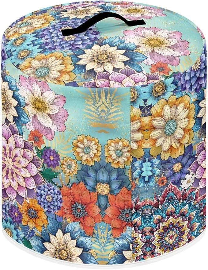TODIYADDU Colorful Boho Mandala Pressure Cooker Cover with Handle and Storage Pocket for Instant Pot, Polyester, Multicolor, Not Water Resistant