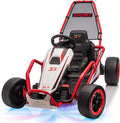 24V 8.5 MPH Electric Go Kart for Kids, 400W Powerful Drift Kart w/Front EVA Wheel & Metal Frame, Ride on Toy w/Music & Lights, Suspension, 2 Speed, 5 Point Harness, Crazy Cart for Ages 6+, Red