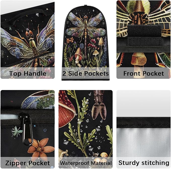 Kitchen Aid Mixer Cover Animal Dragonfly Flower Stand Mixer Cover Compatible with 6-8 Quarts Stand Mixers, Dust Covers with Zipper Pocket Foldable Washable Kitchen Aid Organizer Bag