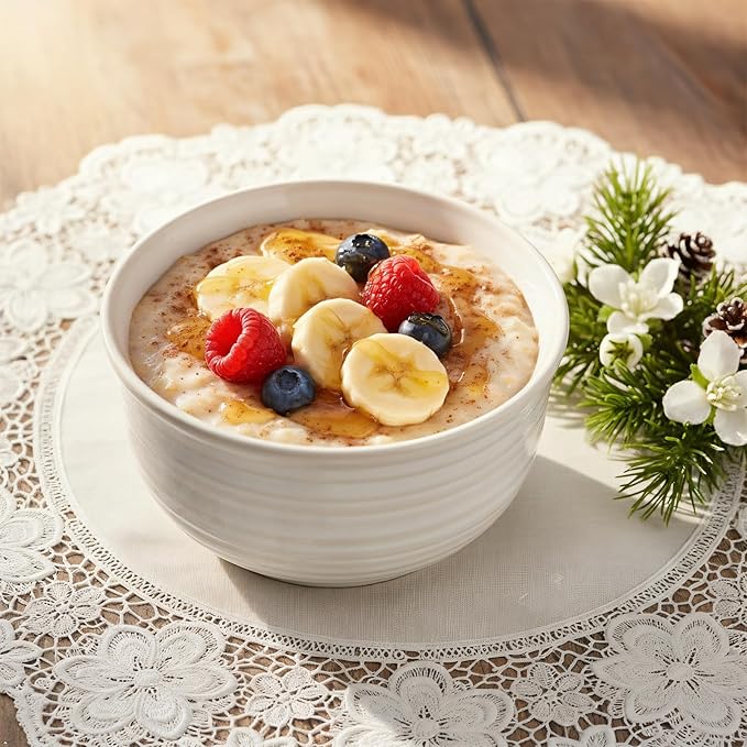 Soup Bowls, 20 Ounce Deep Ceramic Cereal Bowls for Kitchen Home, Serving Bowls Set of 6 Perfect for Oatmeal Rice Pasta Salad Dessert Breakfast, Microwave & Dishwasher Safe, Arctic White