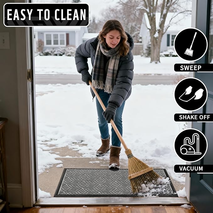 Yimobra Large Door Mat 47x32, All-Weather Waterproof Outdoor Mats for Front Door, Non Slip Rubber Doormat for Patio Proch Outside Entryway Indoor, Gray