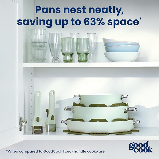 GoodCook Removable Handle – Replacement for GoodCook Removable Handle Ceramic Cookware Set, Detachable, Secure Click-On Heat-Resistant, Durable & Easy to Attach, 1-Piece, Sage Green