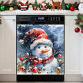 Christmas Snowman Dishwasher Magnet Cover, 23" W x 26" H Fridge Magnetic Stickers Reuseable Magnet Panel Decal Cover for Washing Machine Fridge Microwave Cabinet Kitchen Christmas Decoration