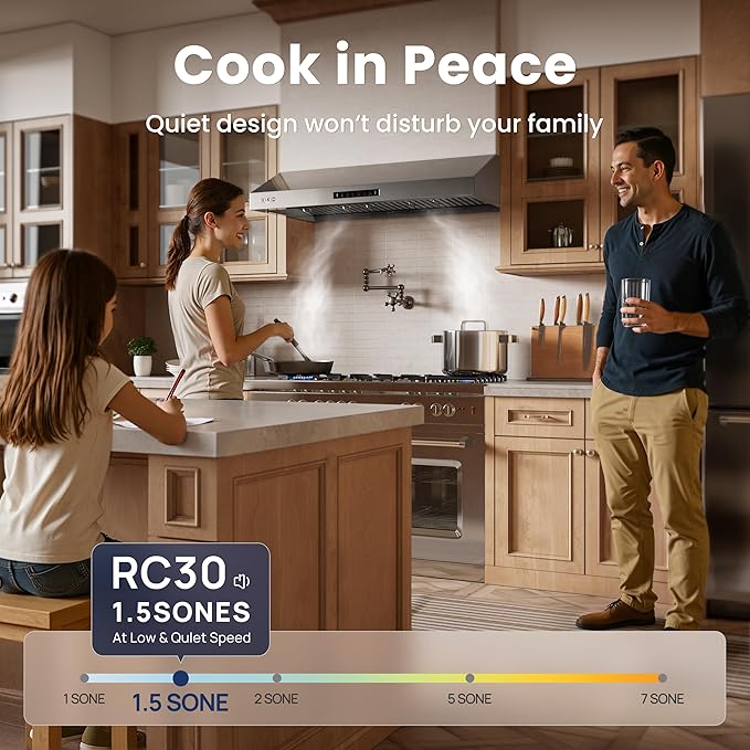 Range Hood 36 inch,1.5 Sones Quiet for Stove Vent Hood,Black Stainless Steel (PVD) Kitchen Exhaust Hood with 1200 CFM, Hood Vent with 3 Speed Gesture Sensing&Touch Control Panel