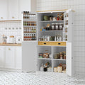 Merax 71.3" Tall Kitchen Storage Cabinet Pantry Farmhouse Freestanding Large Cupboard with 2 Drawers,2 Adjustable Shelves,8 Door-Shelf for Dining Room,White