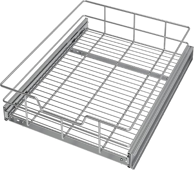 Pull Out Cabinet Organizer 15" W X 22" D, Slide Out Drawers For Kitchen Organizers and Storage, Pull Out Drawers For Cabinets Capacity Heavy Duty Caddy, Cabinet Shelves Chrome-Plated, Bathroom Pantry