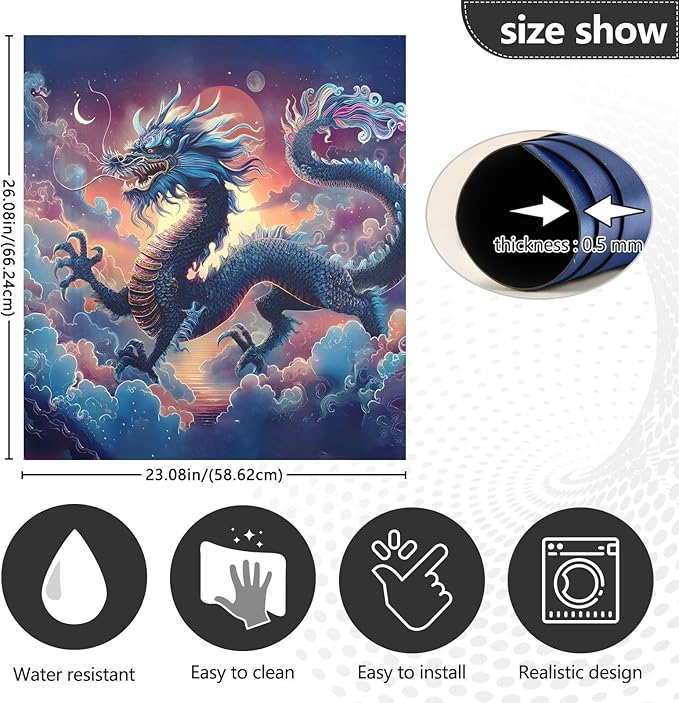 Beautiful Dragon Dishwasher Magnet Cover Front Dishwasher Cover Magnetic Home Cabinet Decals Appliances Stickers Refrigerator Decor, 23x26in