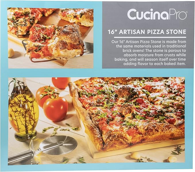 CucinaPro Pizza Stone for Oven, Grill or BBQ- Extra Thick 5/8" Cordierite Rectangular Baking Stone for Better Cooking- 16" x 14" Pan- Holds High Temp For Crispy Crust- Kitchen Tool Essential Must Have