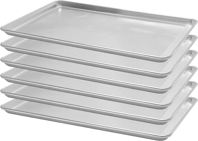 6 Pack Full Size 18" x 26" Aluminum Baking Sheet Pan Perforated, Commercial Bakery Equipment Cookie Sheets, NSF Approved Baking Tray