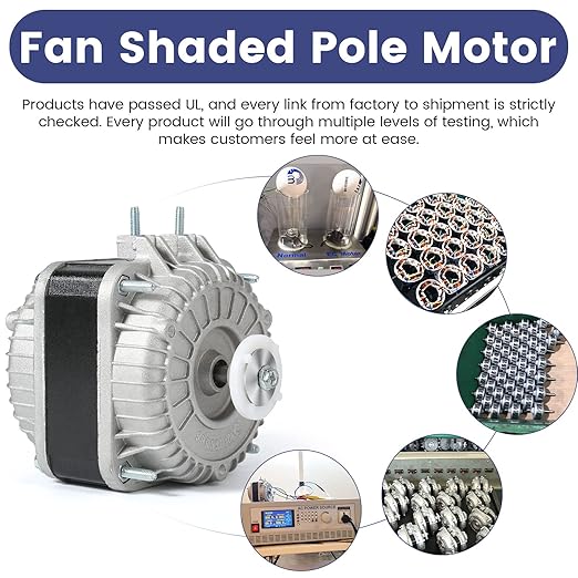 Condenser Fan AC Motor YZF10-20,Input Power 55W Output Power 10W Shaded Pole Motor for Refrigerator,Freezer,Small Ventilation Rquipment,UL Approved (120V 60Hz YZF10-20)