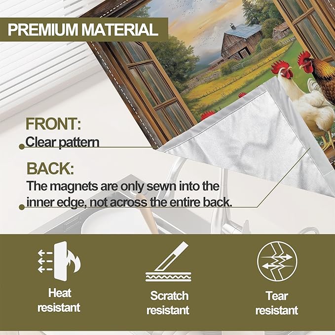 Farm Chicken Magnetic Dishwasher Cover,Rooster Dishwasher Covers for The Front Magnetic Dishwasher Panel Decal Cover for Kitchen 23x26inch