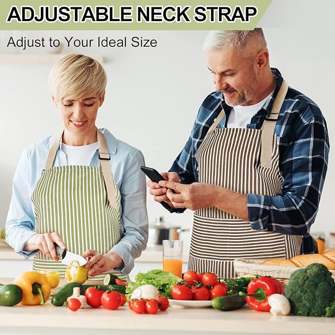 Janmercy 24 Pcs Aprons for Women Men with 2 Pockets Linen Cooking Kitchen Apron Adjustable Bib Chef Apron Bulk Aprons Unisex
