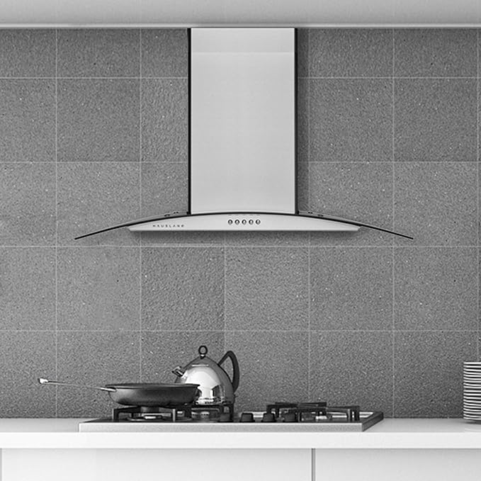 Hauslane Wall Mount Range Hood 36 Inch | European Canopy Design with Tempered Glass & Stainless Steel | 3-Speed,Dishwasher-Safe Filters | Ducted or Ductless with Charcoal Filters WM-600